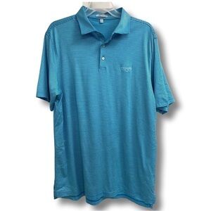 Peter Millar Men’s Turquoise Cotton Polo Shirt Whisper Rock Golf Course Size XL
